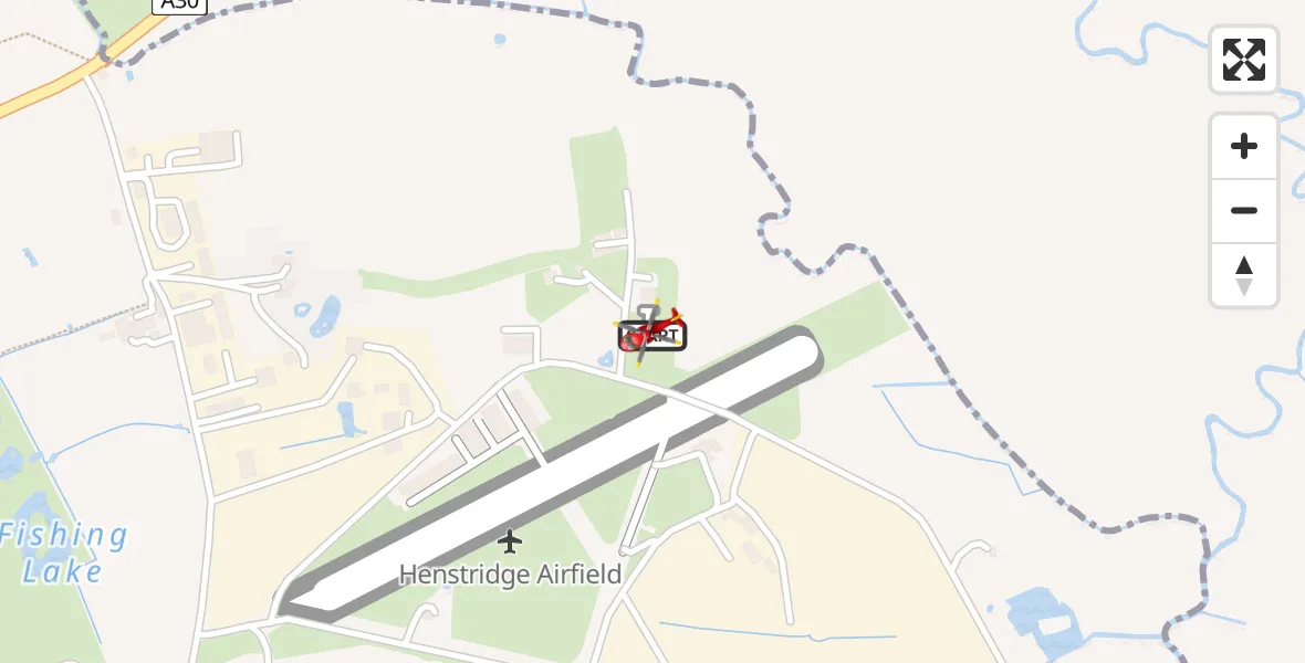 Flight route Air Ambulance Helicopter Henstridge Airfield - Henstridge Airfield, 18 May 2026, 19:53