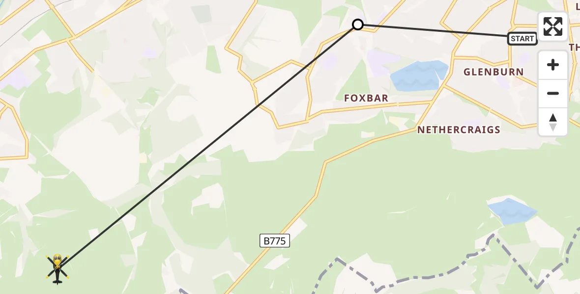 Flight route Police Helicopter Paisley - High Bardrain, 18 May 2026, 22:26