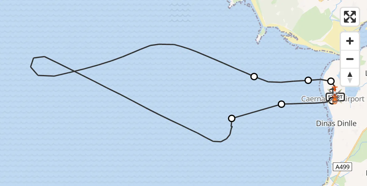 Flight route Coastguard Helicopter Caernarfon Airport - Caernarfon Airport, 19 May 2026, 08:43