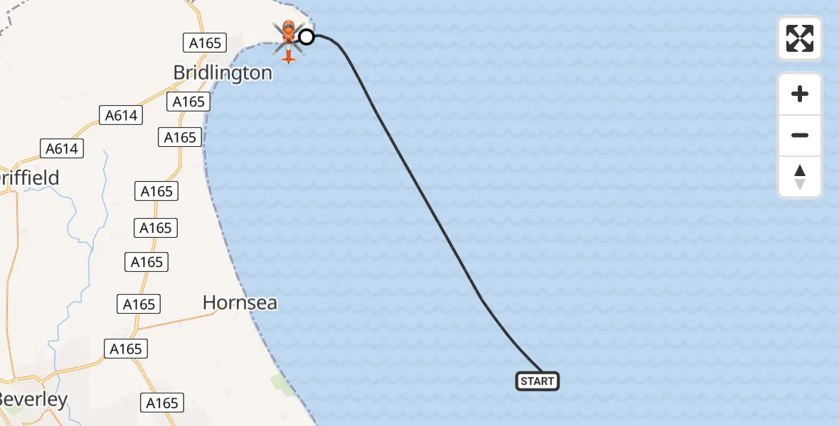 Flight route Coastguard Helicopter North Sea - Flamborough, 19 May 2026, 09:00