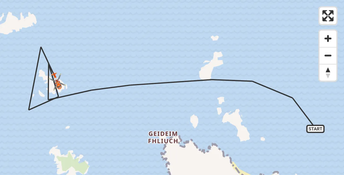 Flight route Coastguard Helicopter North Atlantic Ocean - North Atlantic Ocean, 19 May 2026, 09:23