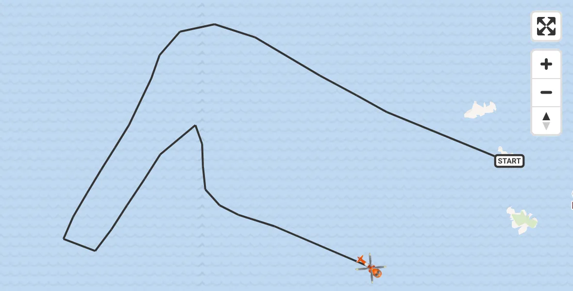 Flight route Coastguard Helicopter North Atlantic Ocean - North Atlantic Ocean, 19 May 2026, 09:29