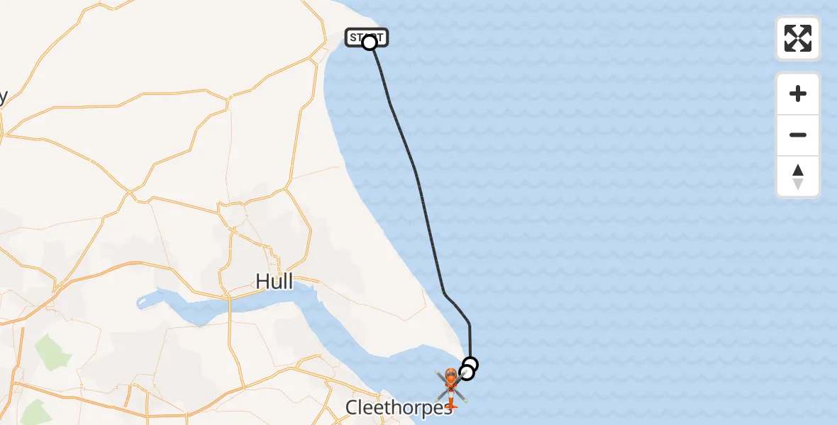 Flight route Coastguard Helicopter Flamborough - North Sea, 19 May 2026, 09:32