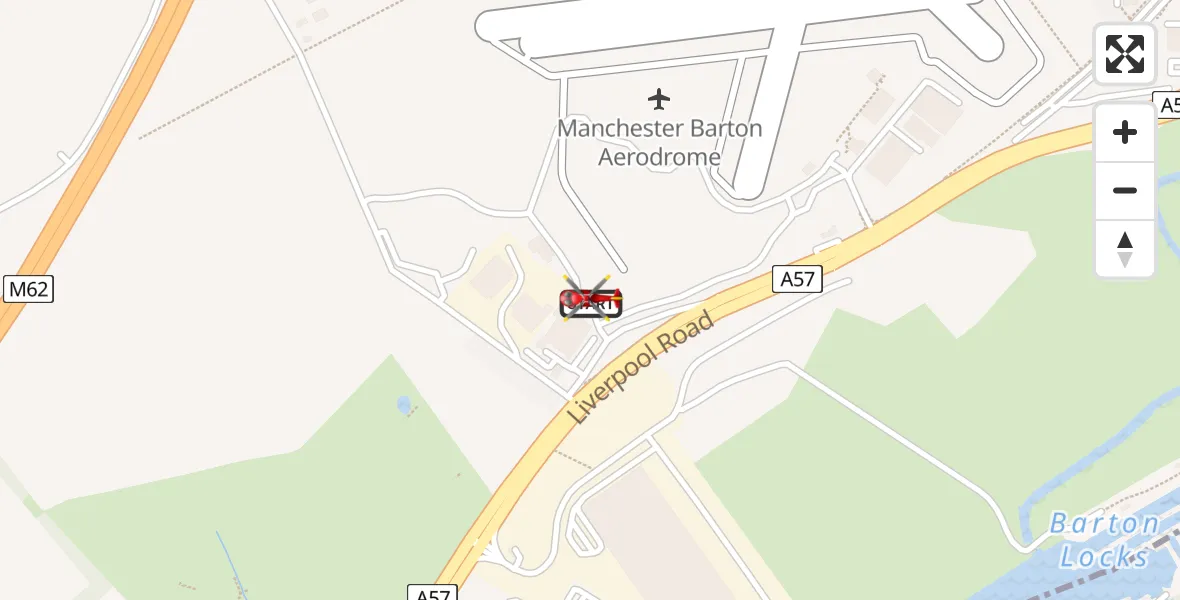 Flight route Air Ambulance Helicopter Manchester Barton Aerodrome - Manchester Barton Aerodrome, 19 May 2026, 09:59