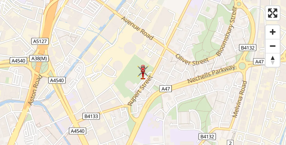 Flight route Air Ambulance Helicopter Nechells - Nechells, 19 May 2026, 15:38