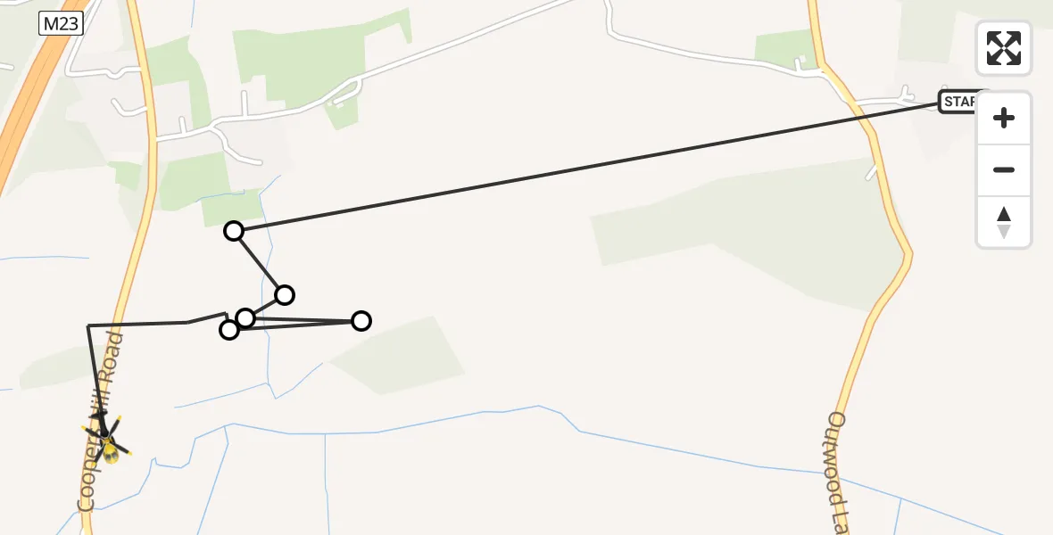 Flight route Police Helicopter Tandridge - South Nutfield, 19 May 2026, 20:18