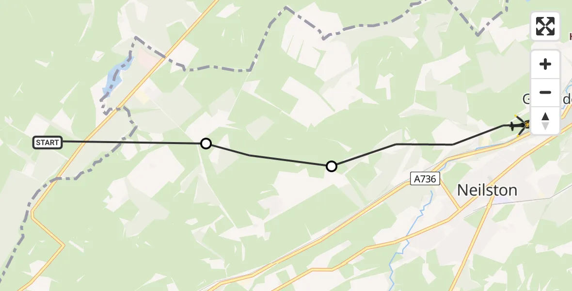 Flight route Police Helicopter Renfrewshire - Neilston, 19 May 2026, 21:23