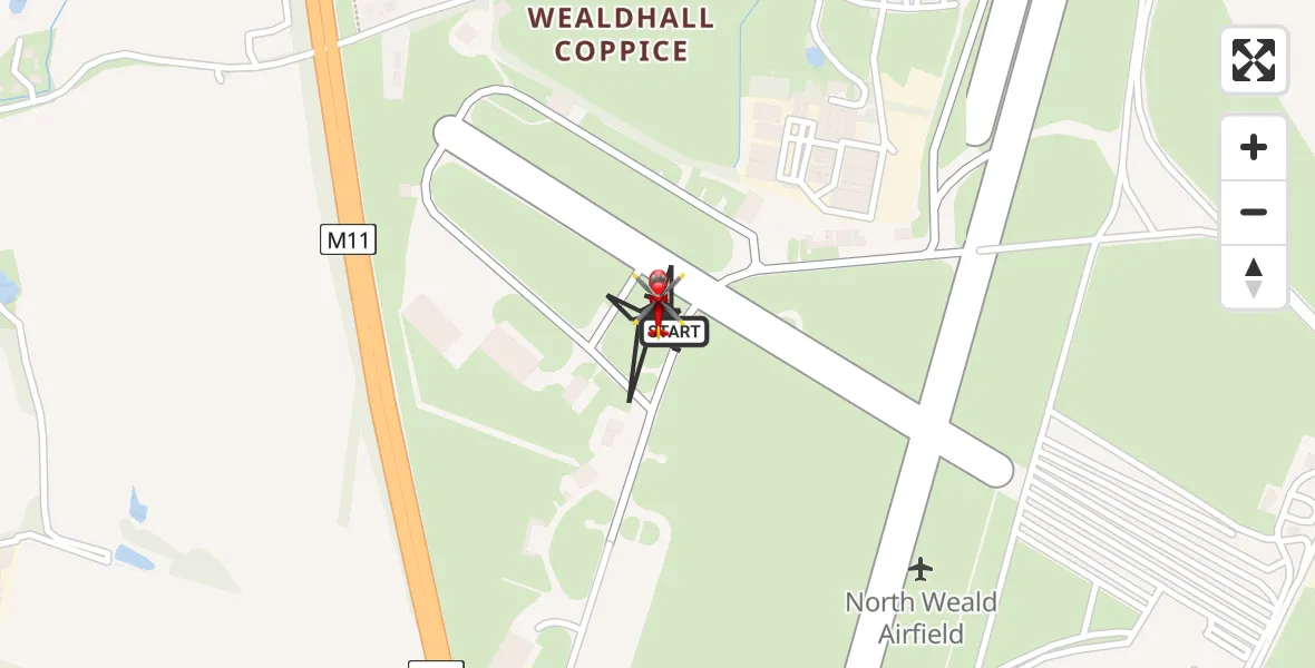 Flight route Air Ambulance Helicopter North Weald Airfield - North Weald Airfield, 20 May 2026, 07:33