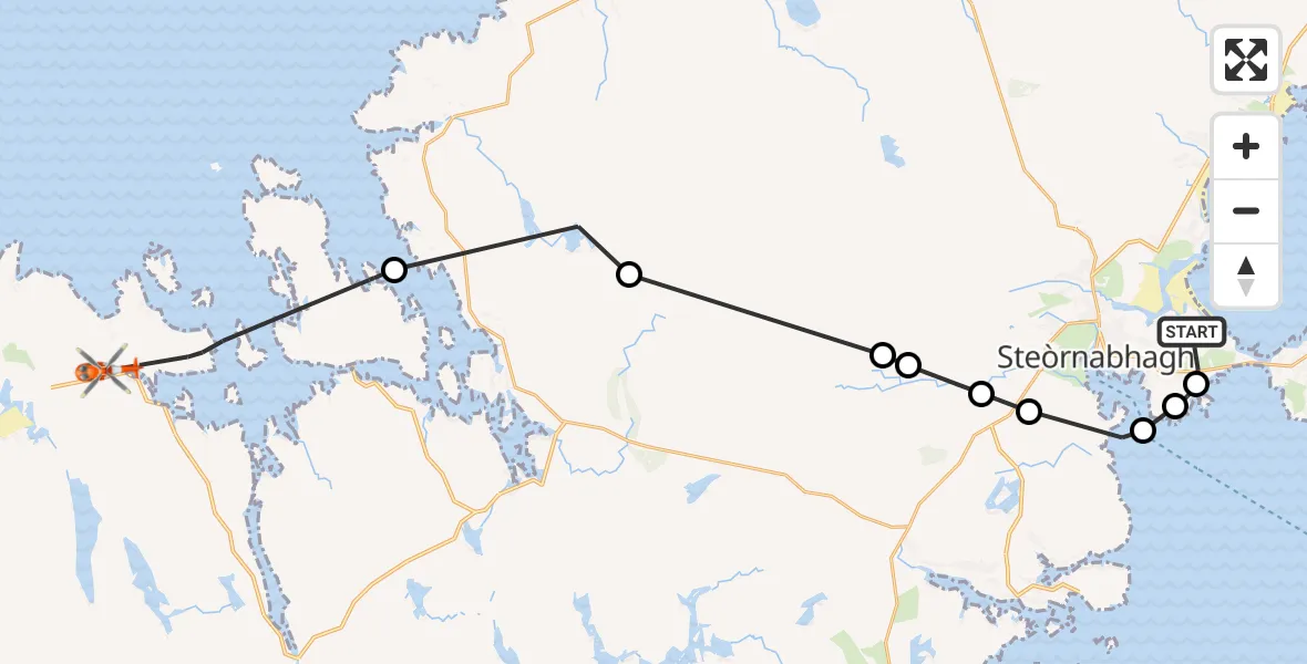 Flight route Coastguard Helicopter Stornoway Airport - Na h-Eileanan Siar, 20 May 2026, 08:37