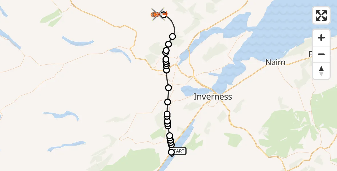 Flight route Coastguard Helicopter Loch Ness - Loch Glass, 20 May 2026, 09:40