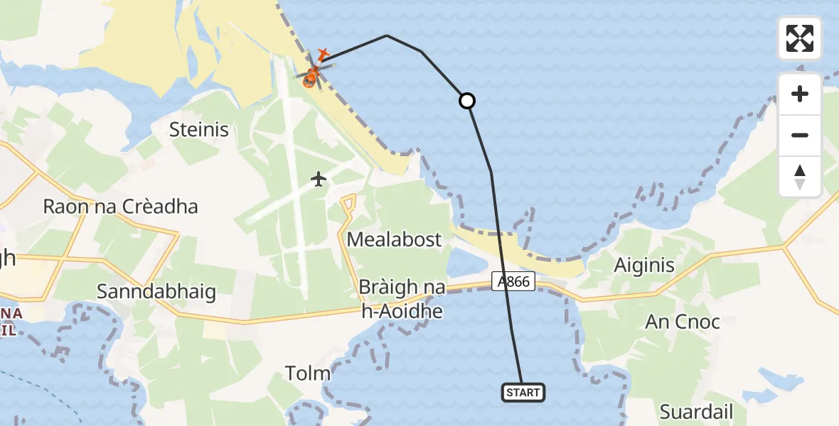 Flight route Coastguard Helicopter Inner Seas - Mealabost, 20 May 2026, 10:02