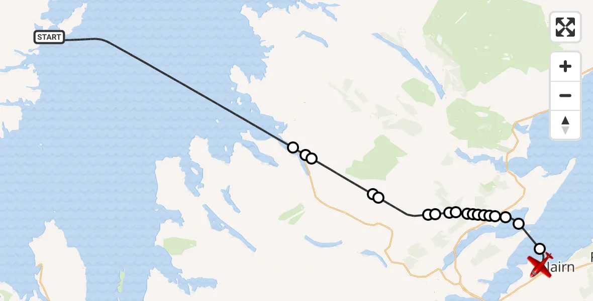 Flight route Air Ambulance Aircraft Inner Seas - Delnies, 20 May 2026, 12:00