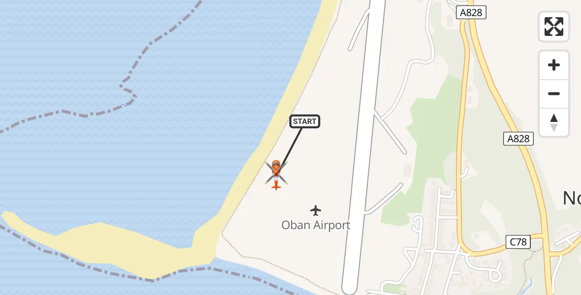Flight route Coastguard Helicopter Oban Airport - Oban Airport, 20 May 2026, 13:32