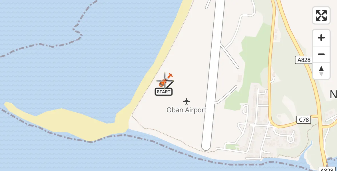 Flight route Coastguard Helicopter Oban Airport - Oban Airport, 20 May 2026, 13:50