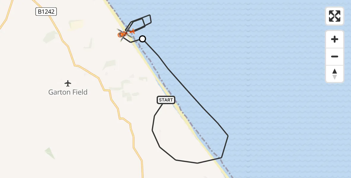 Flight route Coastguard Helicopter Roos - East Garton, 20 May 2026, 14:01