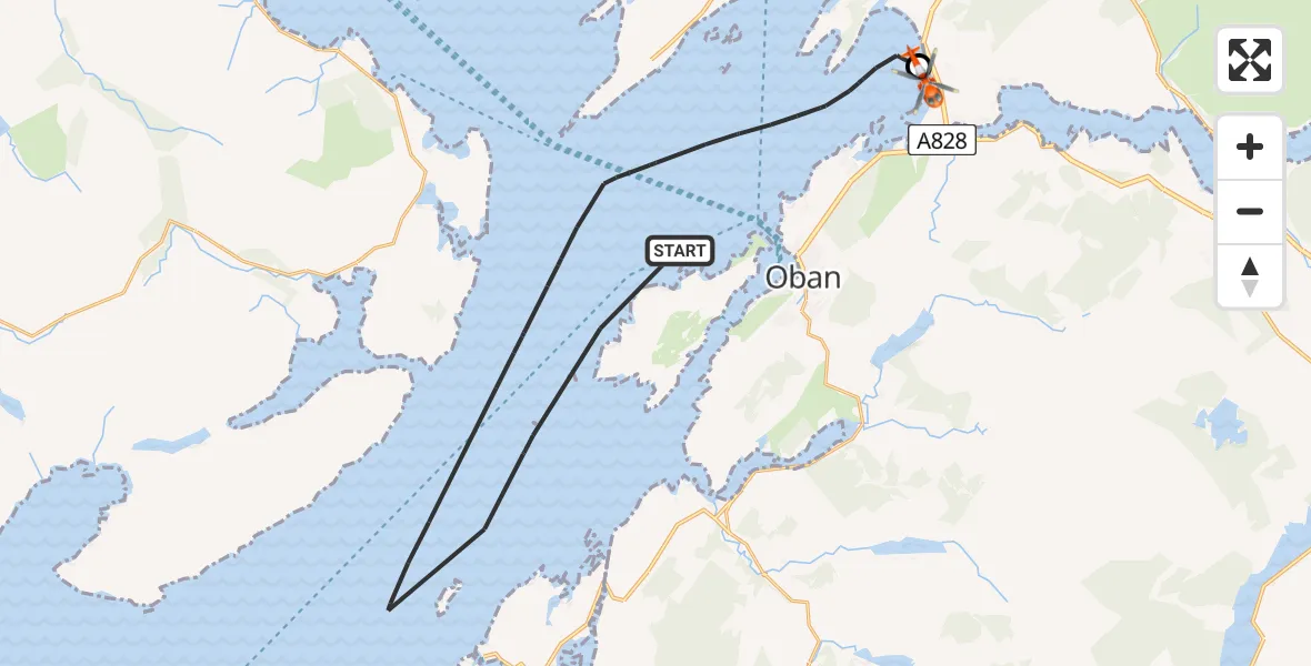 Flight route Coastguard Helicopter Inner Seas - Benderloch, 20 May 2026, 14:25