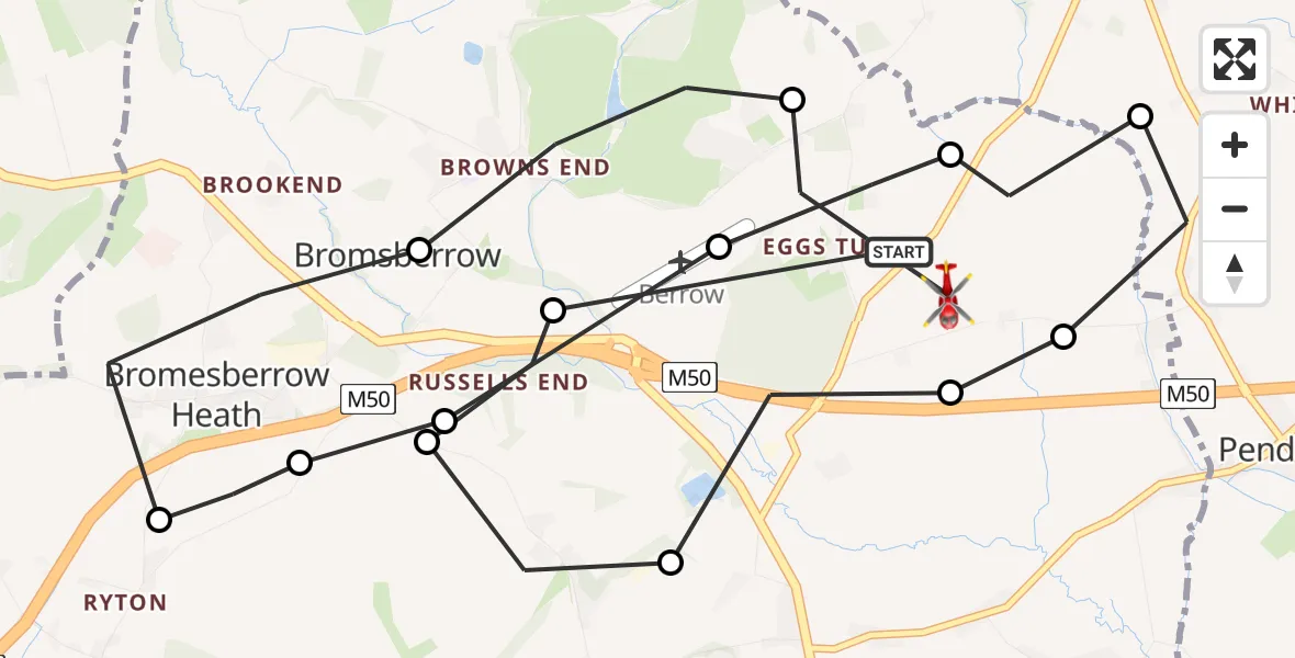 Flight route Air Ambulance Helicopter Forest of Dean - Forest of Dean, 20 May 2026, 15:22