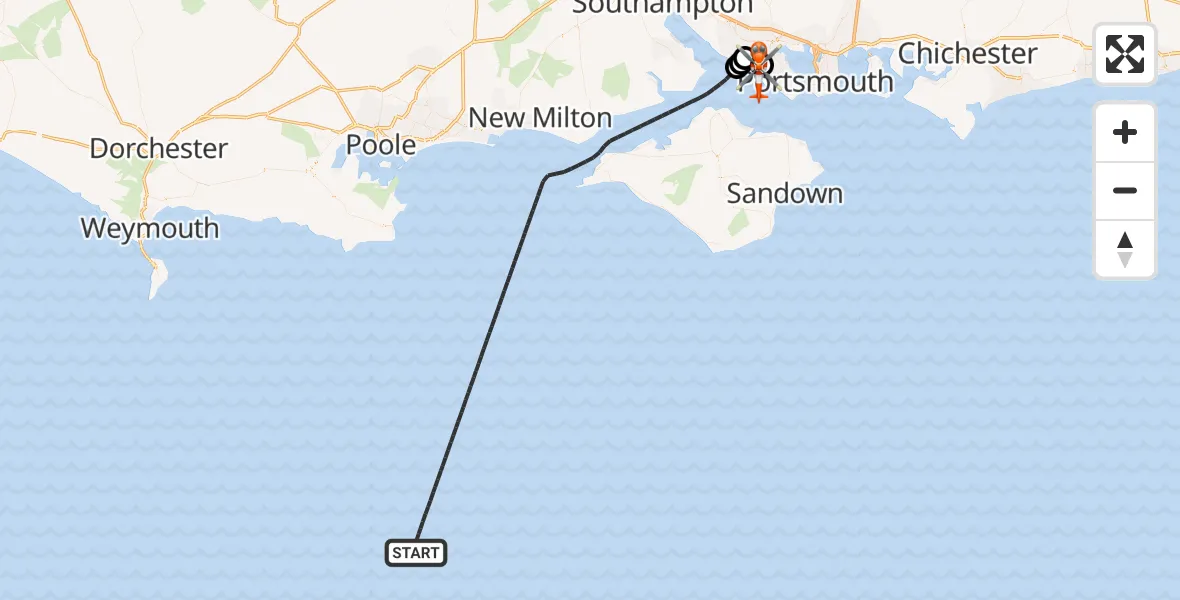 Flight route Coastguard Helicopter English Channel - Solent Airport, 20 May 2026, 15:58