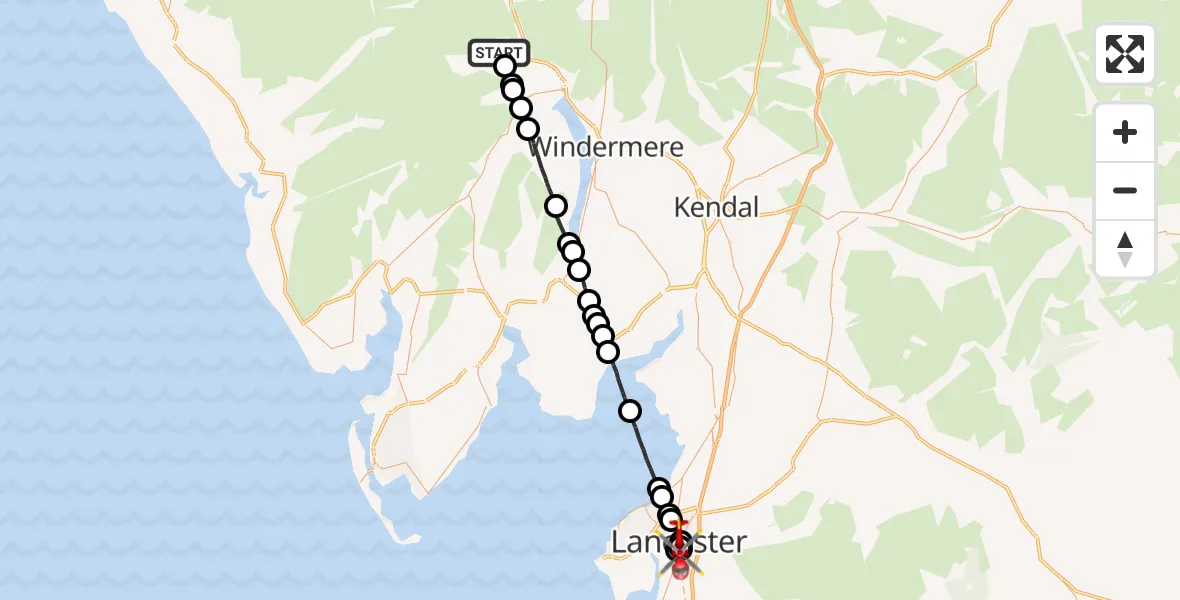 Flight route Air Ambulance Helicopter Lakes - Lancaster General, 20 May 2026, 16:04