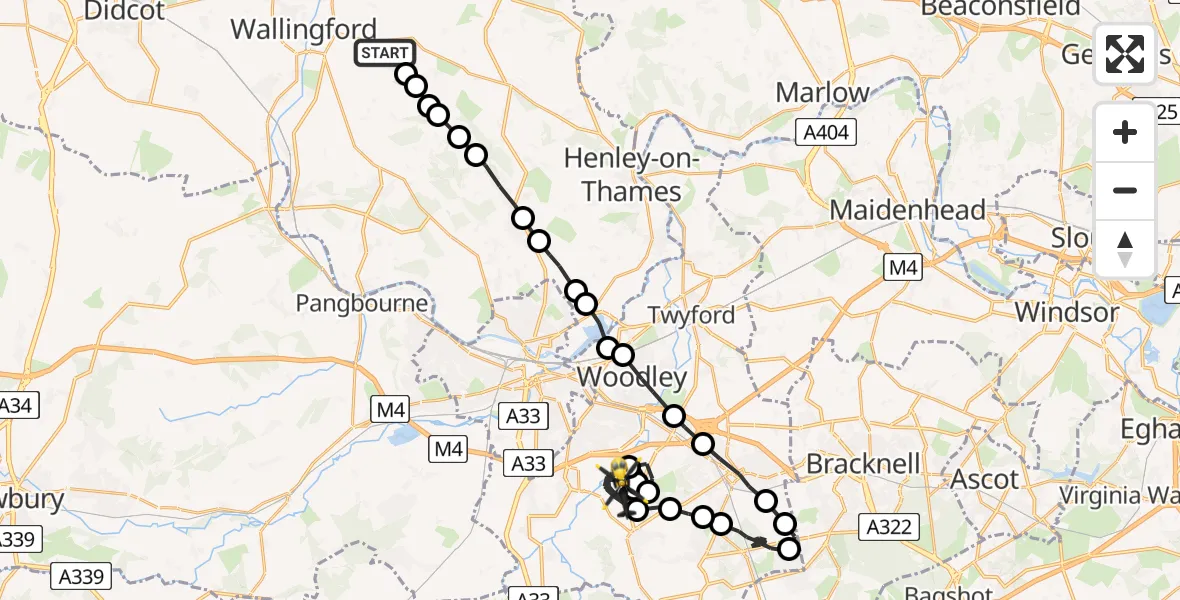 Flight route Police Helicopter Nuffield - Arborfield, 20 May 2026, 16:32