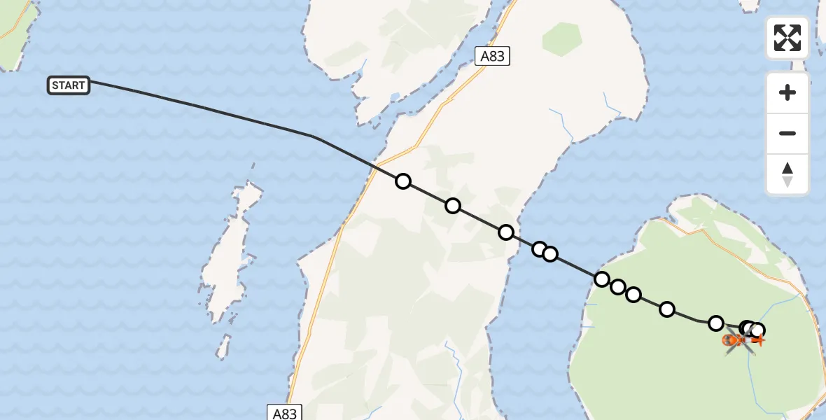 Flight route Coastguard Helicopter Inner Seas - North Ayrshire, 20 May 2026, 18:24