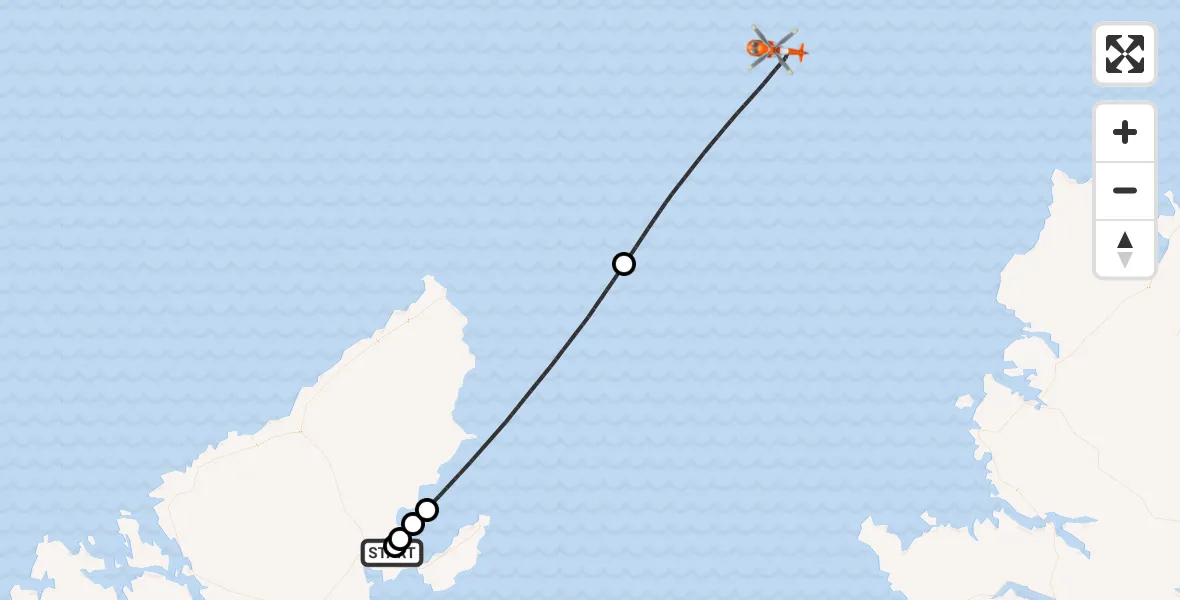 Flight route Coastguard Helicopter Stornoway Airport - North Atlantic Ocean, 20 May 2026, 21:05