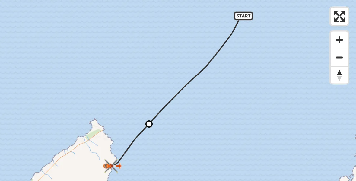 Flight route Coastguard Helicopter North Atlantic Ocean - Inner Seas, 20 May 2026, 21:34