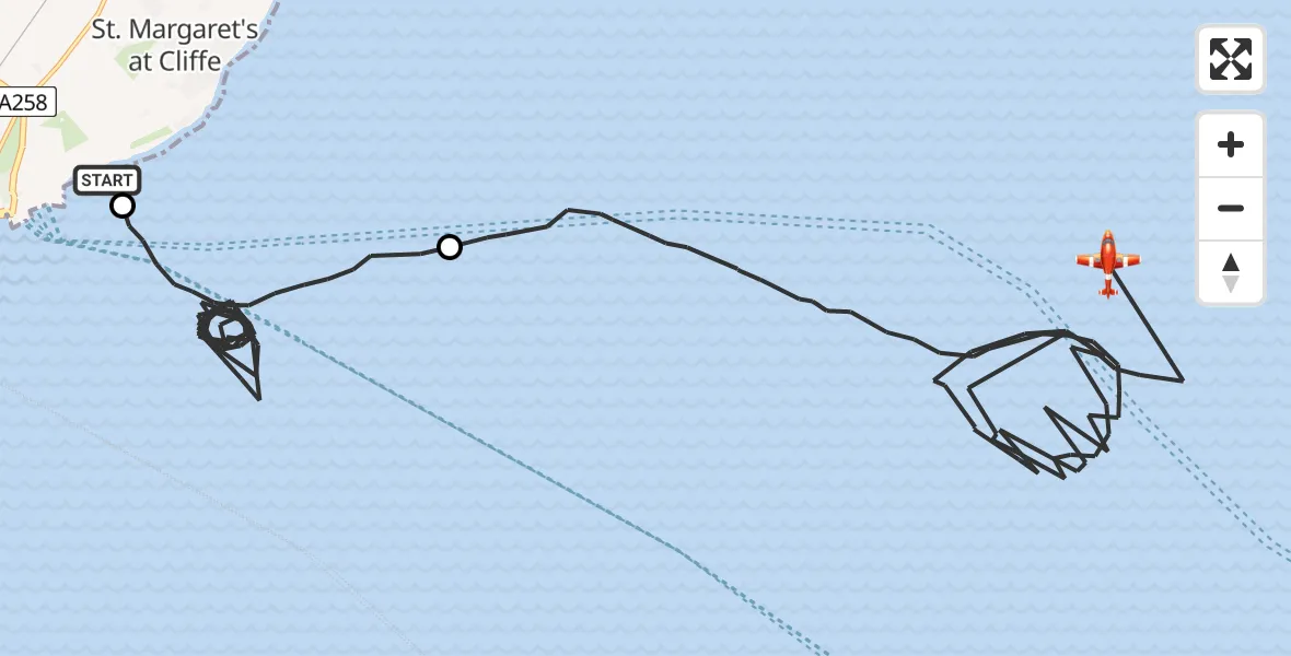 Flight route Coastguard Drone Dover - North Sea, 21 May 2026, 05:44
