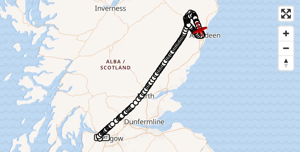 Flight route Air Ambulance Aircraft Glasgow Airport - Cothal, 21 May 2026, 11:04