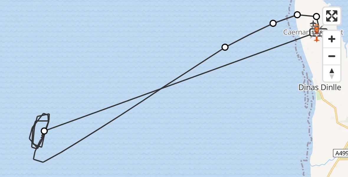 Flight route Coastguard Helicopter Caernarfon Airport - Caernarfon Airport, 21 May 2026, 14:06