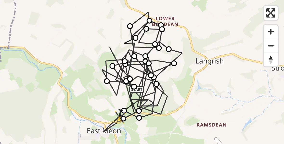 Flight route Police Helicopter East Meon - Langrish, 21 May 2026, 14:26