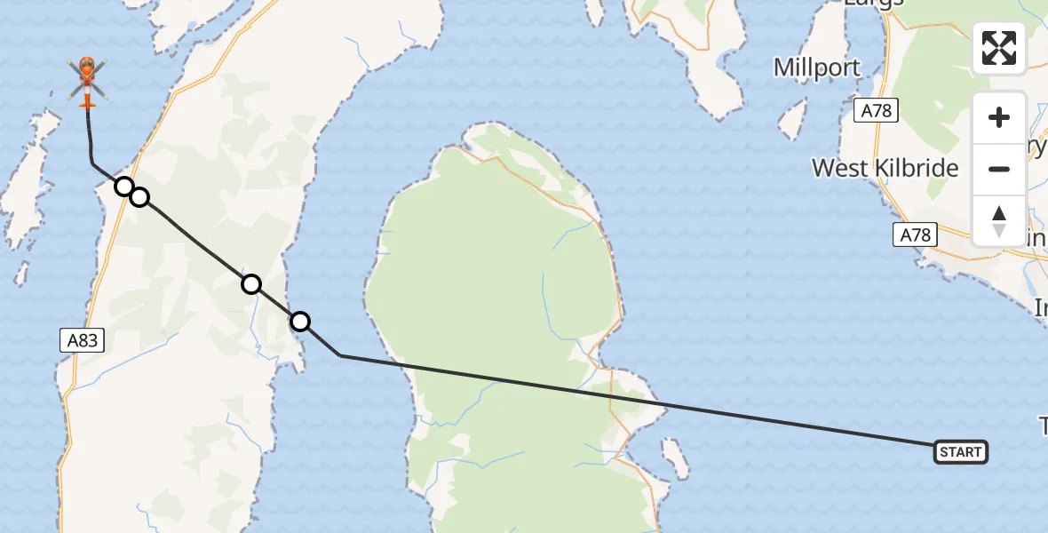 Flight route Coastguard Helicopter Inner Seas - Inner Seas, 21 May 2026, 14:26