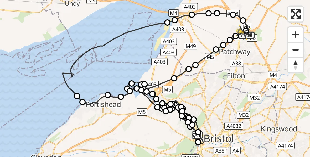 Flight route Police Helicopter Almondsbury Helicopter Base - Almondsbury Helicopter Base, 21 May 2026, 16:51
