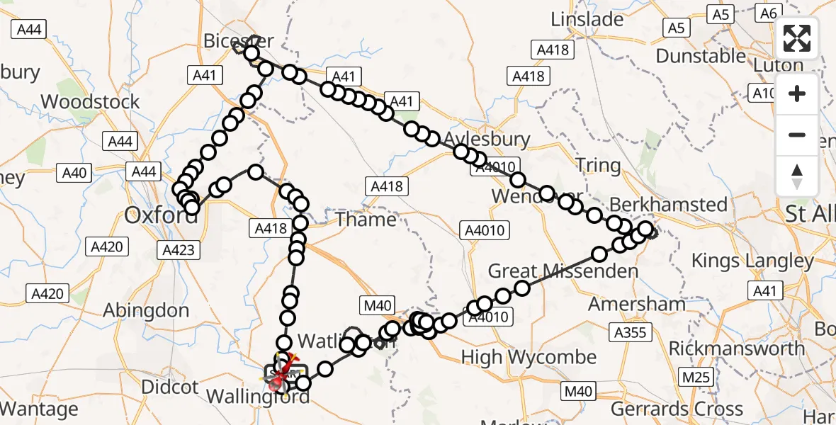 Flight route Air Ambulance Helicopter RAF Benson - RAF Benson, 21 May 2026, 17:53