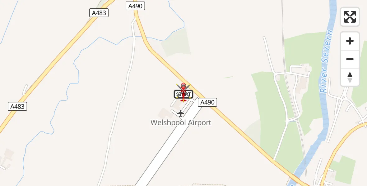 Flight route Air Ambulance Helicopter Welshpool Airport - Welshpool Airport, 21 May 2026, 18:28