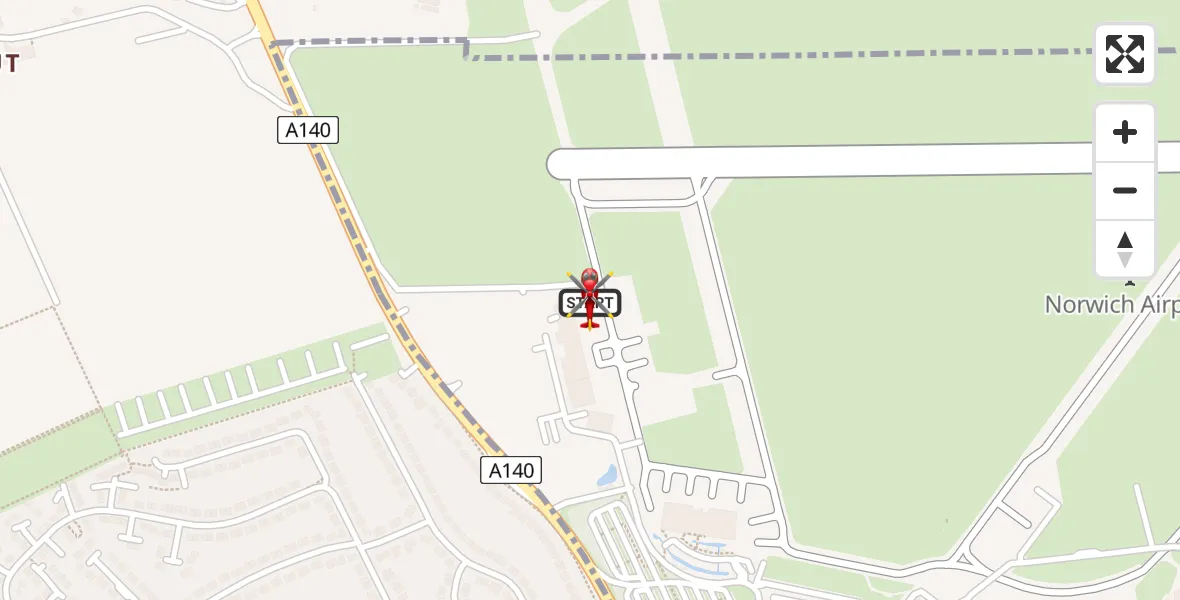 Flight route Air Ambulance Helicopter Norwich Airport - Norwich Airport, 22 May 2026, 06:43