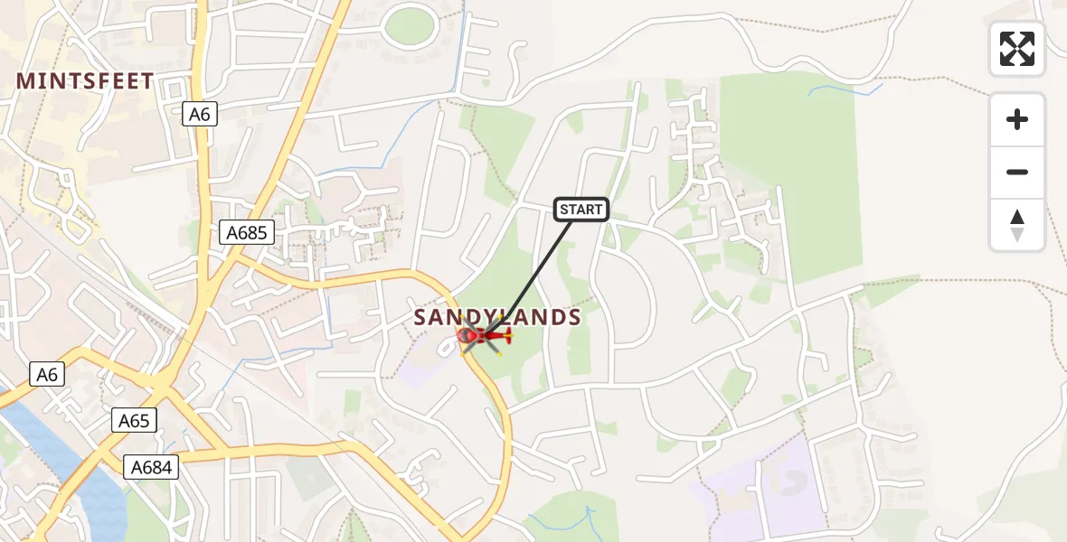 Flight route Air Ambulance Helicopter Kendal - Kendal, 22 May 2026, 09:40
