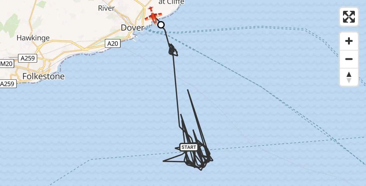 Flight route Coastguard Drone English Channel - Swingate Airfield, 22 May 2026, 10:04