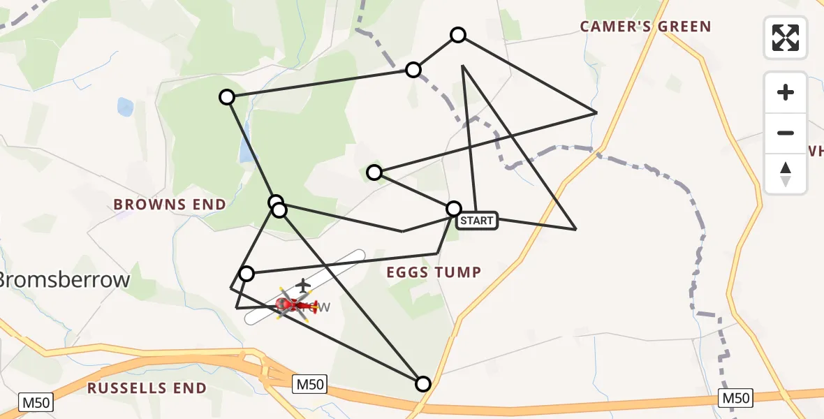 Flight route Air Ambulance Helicopter Forest of Dean - Berrow Airstrip, 22 May 2026, 10:07