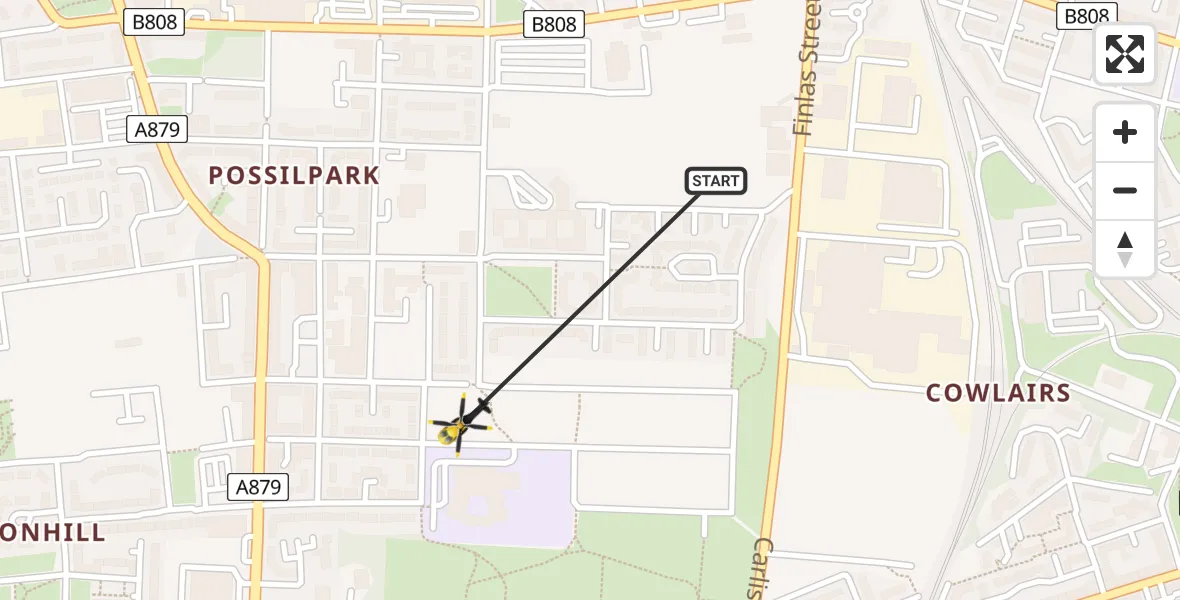 Flight route Police Helicopter Glasgow - Glasgow, 22 May 2026, 10:18