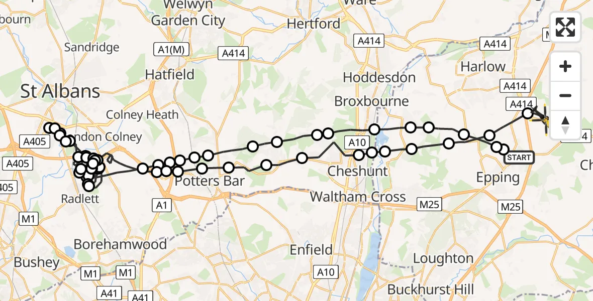 Flight route Police Helicopter North Weald Bassett - North Weald Bassett, 22 May 2026, 10:24