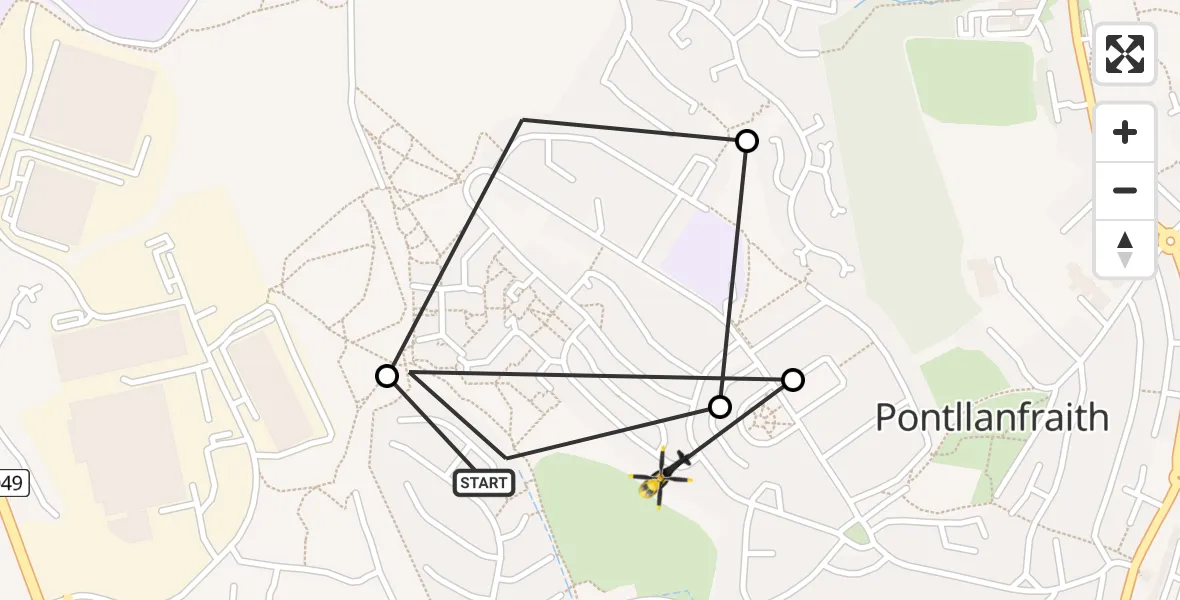 Flight route Police Helicopter Pontllanfraith - Pengam, 22 May 2026, 10:28