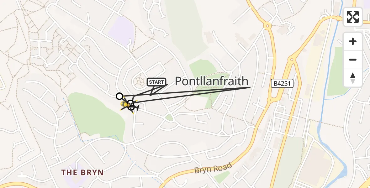 Flight route Police Helicopter Pontllanfraith - Maesycwmmer, 22 May 2026, 10:32