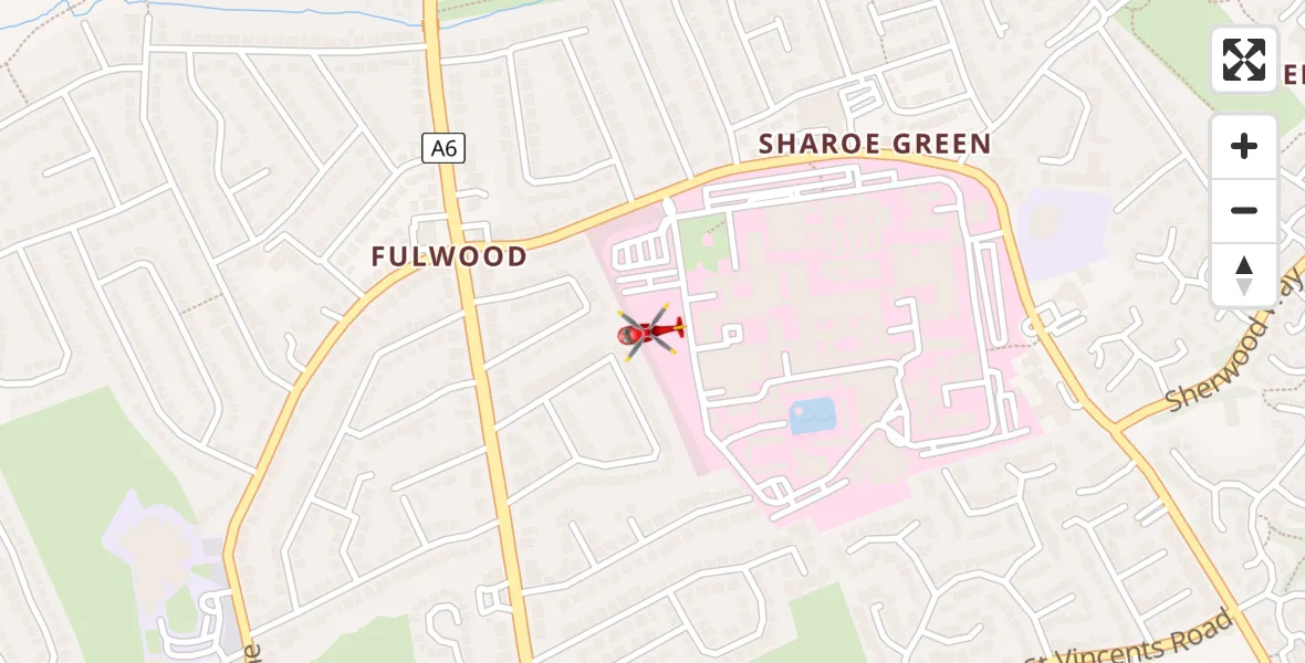 Flight route Air Ambulance Helicopter Royal Preston - Royal Preston, 22 May 2026, 13:42