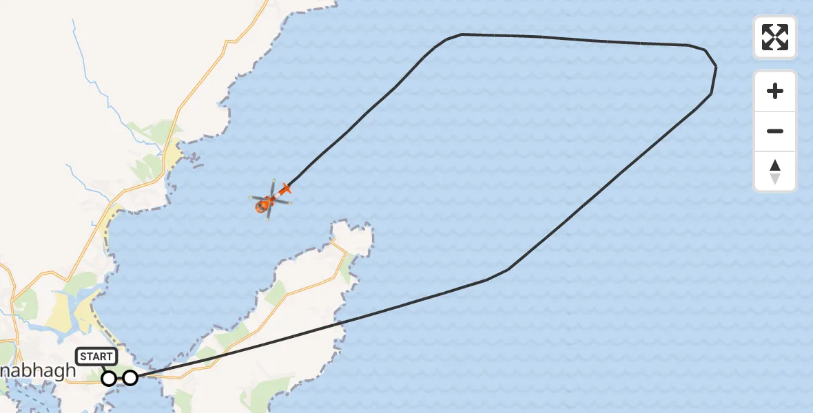 Flight route Coastguard Helicopter Stornoway Airport - Inner Seas, 22 May 2026, 14:07