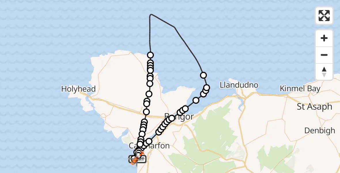 Flight route Coastguard Helicopter Caernarfon Airport - Caernarfon Airport, 22 May 2026, 14:32