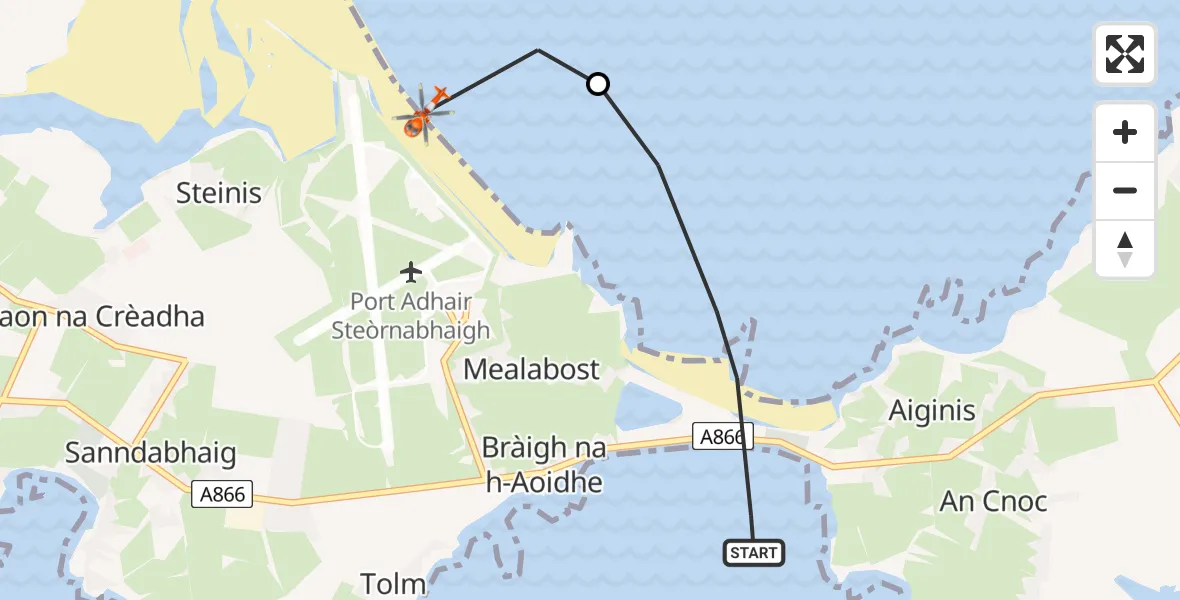Flight route Coastguard Helicopter Inner Seas - Mealabost, 22 May 2026, 15:41