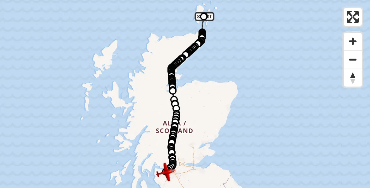 Flight route Air Ambulance Aircraft Kirkwall - Glasgow Airport, 22 May 2026, 16:01