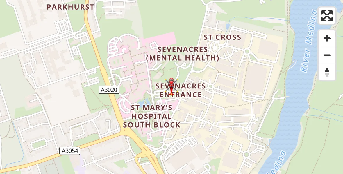 Flight route Air Ambulance Helicopter St Marys Hospital Isle Of Wight - St Marys Hospital Isle Of Wight, 22 May 2026, 17:05