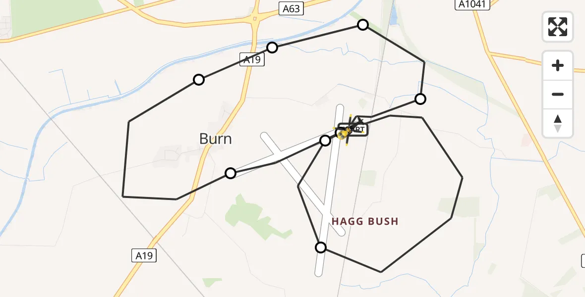Flight route Police Helicopter Burn - Burn, 22 May 2026, 21:43